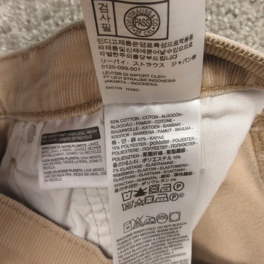 Levis Pants Mens 36x32‎ Tan Beige 502 Regular Tapered Corduroy 5 Pocket Chinos